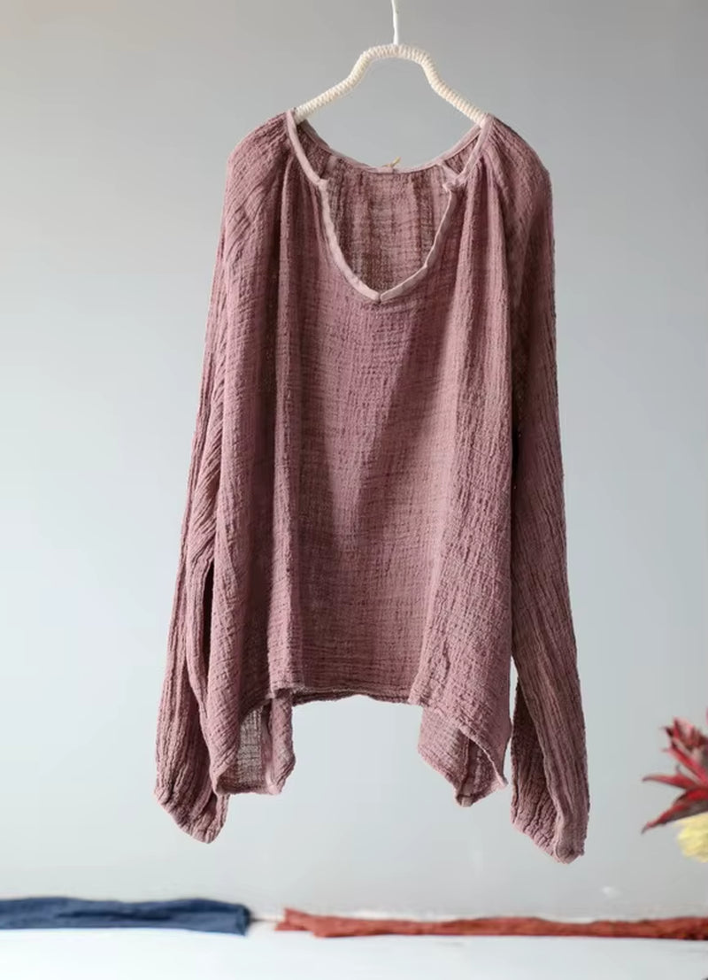 Women Loose Rough Cotton Linen Thin Sunscreen Tops Shirt Ladies Shirts Female 2022 Summer D Blouse