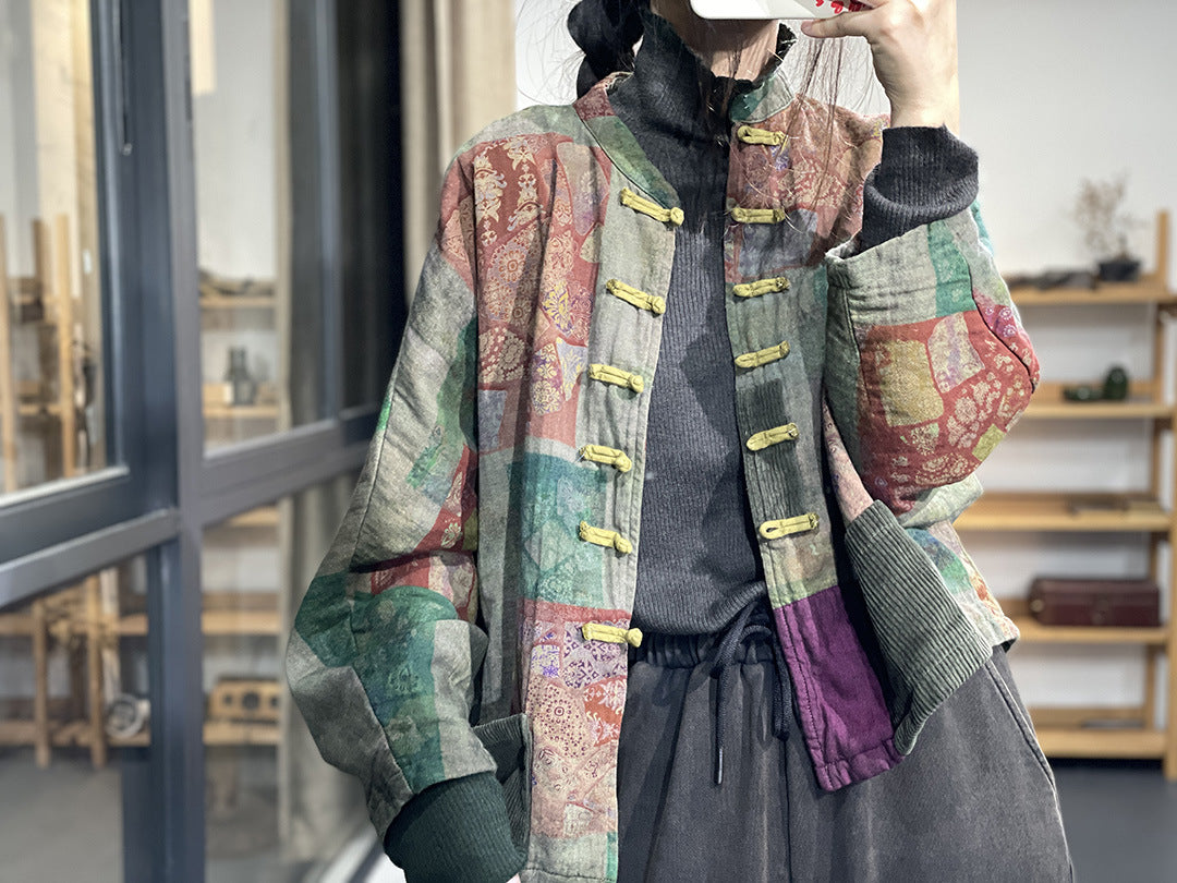 Artistic Retro Printing Coat