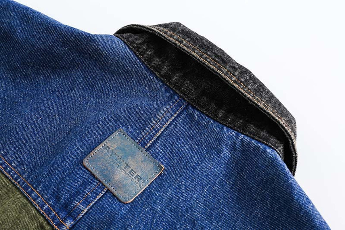 Retro Distressed Loose Leisure Washed-Out Patchwork Denim Jacket