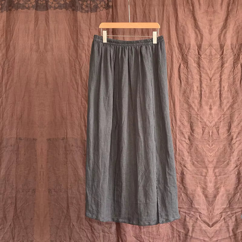 Women Linen Patchwork Skirts Ladies Loose Skirt Female 2025 Skirt Spring Autumn Summer Skirts
