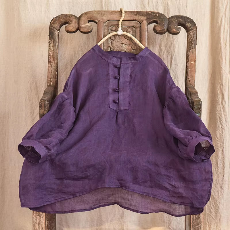 Women Loose Thin Ramie Blouse Ladies Summer Shirt Tops Female 2021 Summer Ramie Tops