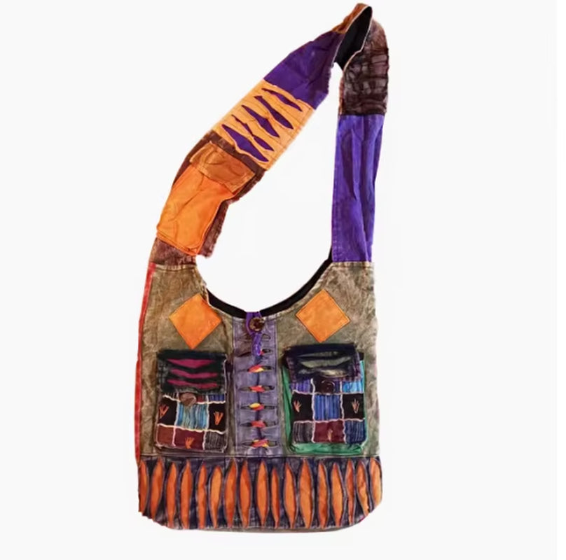 Nepal Women'S Handmade Large Capacity Shoulder Bag for Outdoor Storage and Tourism, Diagonal Cross Bag