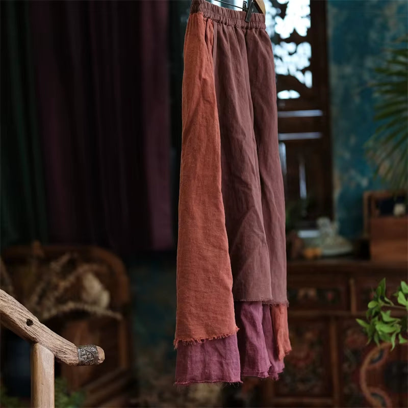 High Waist Cotton Linen Casual Skirt