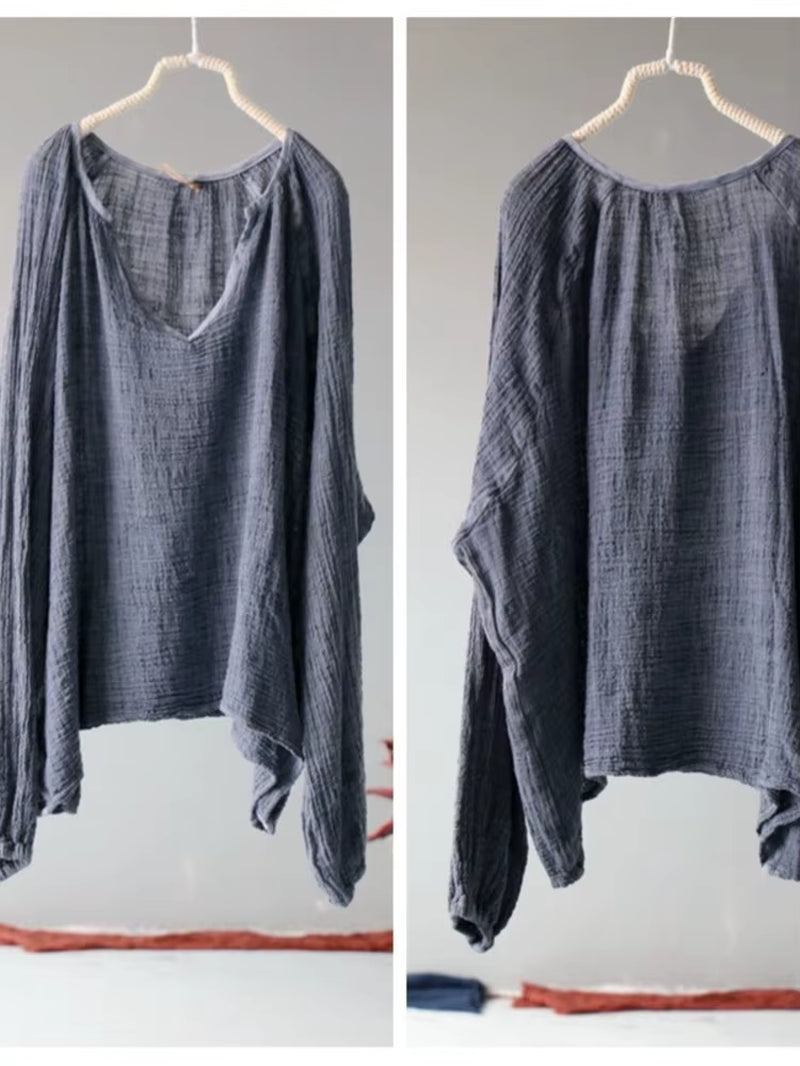 Women Loose Rough Cotton Linen Thin Sunscreen Tops Shirt Ladies Shirts Female 2022 Summer D Blouse