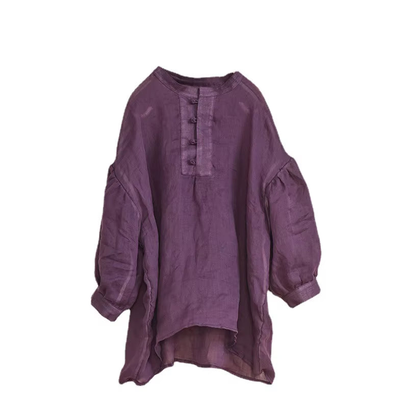 Women Loose Thin Ramie Blouse Ladies Summer Shirt Tops Female 2021 Summer Ramie Tops