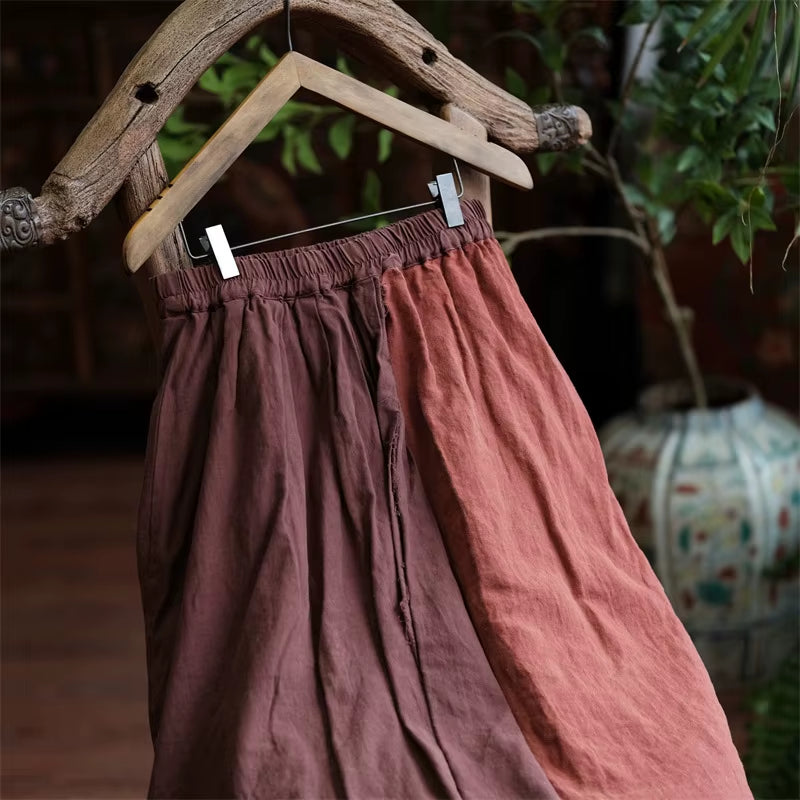 High Waist Cotton Linen Casual Skirt