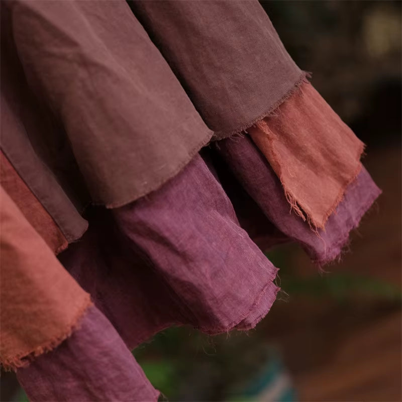 High Waist Cotton Linen Casual Skirt