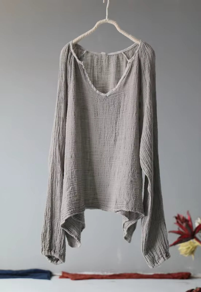 Women Loose Rough Cotton Linen Thin Sunscreen Tops Shirt Ladies Shirts Female 2022 Summer D Blouse