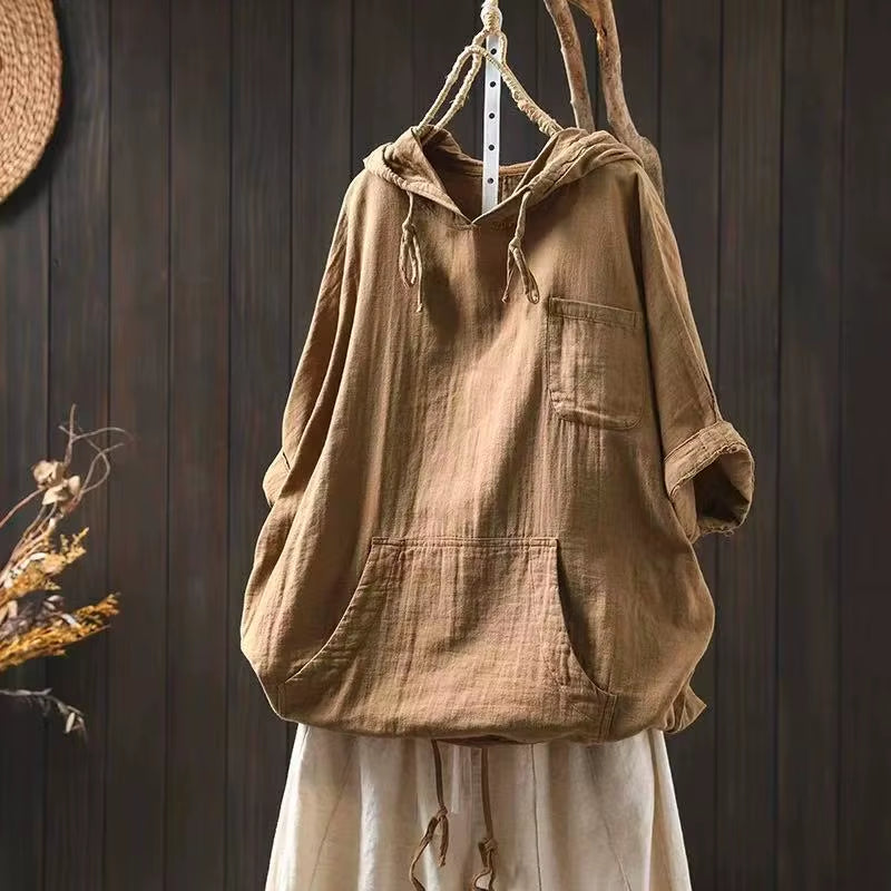 Hooded Women T Shirt Solid Spring