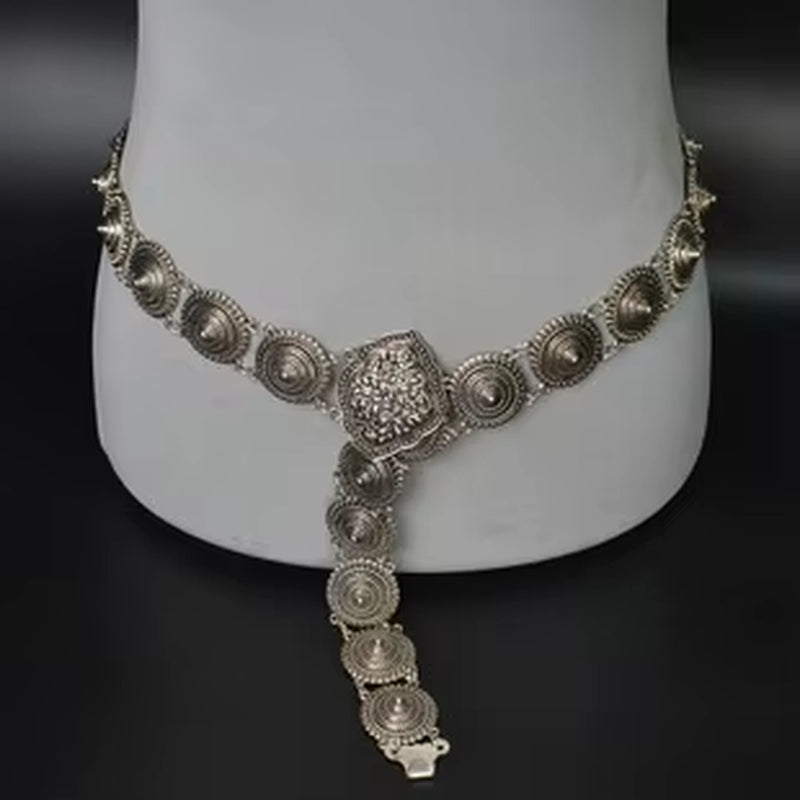 Medieval Celtic Metal Chain Belt Drop Tassel Women Boho Renaissance Silver Decoration Dance Belly Jewelry Costume Accessory