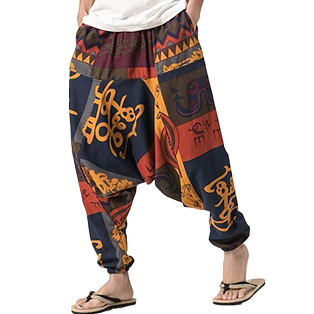 Men'S Cotton Harem Yoga Baggy Genie Boho Pants,Aladdin Pants and Harem Pants