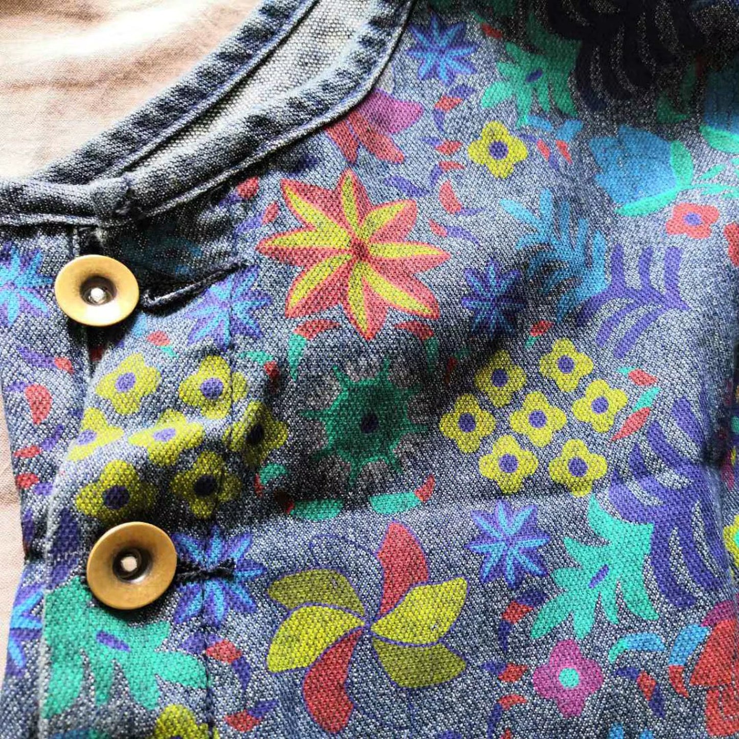 Printed Floral Overall Jeans