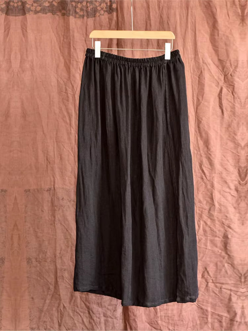 Women Linen Patchwork Skirts Ladies Loose Skirt Female 2025 Skirt Spring Autumn Summer Skirts