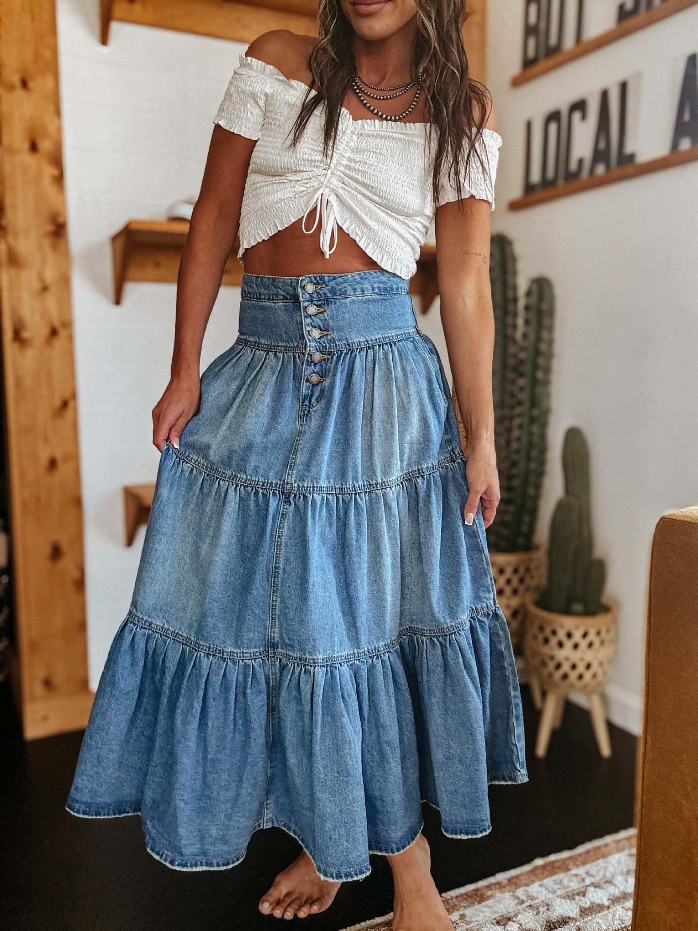 Bohemian Denim Skirt