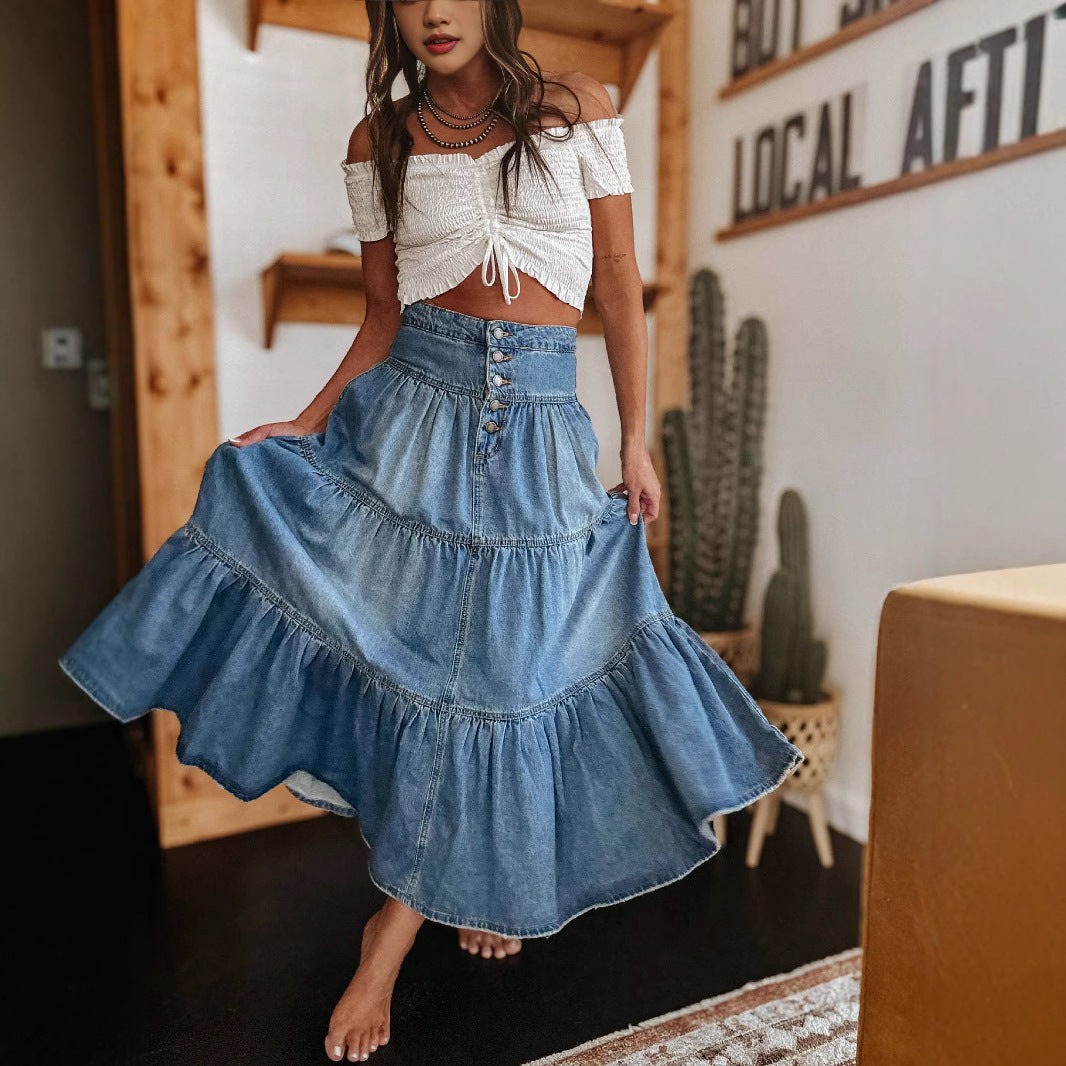 Bohemian Denim Skirt