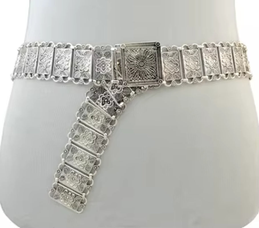 Medieval Celtic Metal Chain Belt Drop Tassel Women Boho Renaissance Silver Decoration Dance Belly Jewelry Costume Accessory