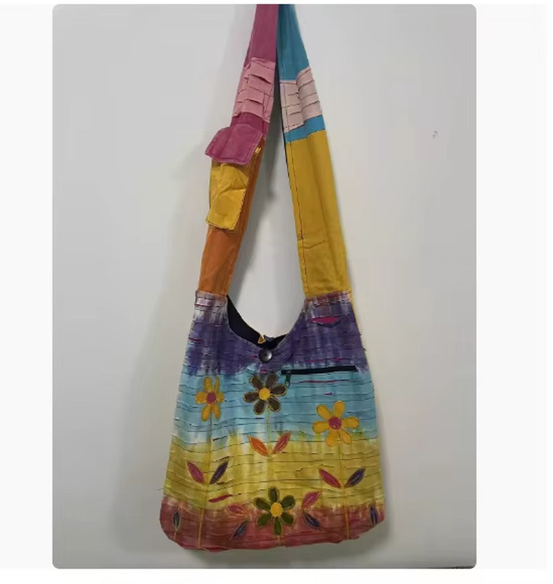 Nepal Women'S Handmade Large Capacity Shoulder Bag for Outdoor Storage and Tourism, Diagonal Cross Bag
