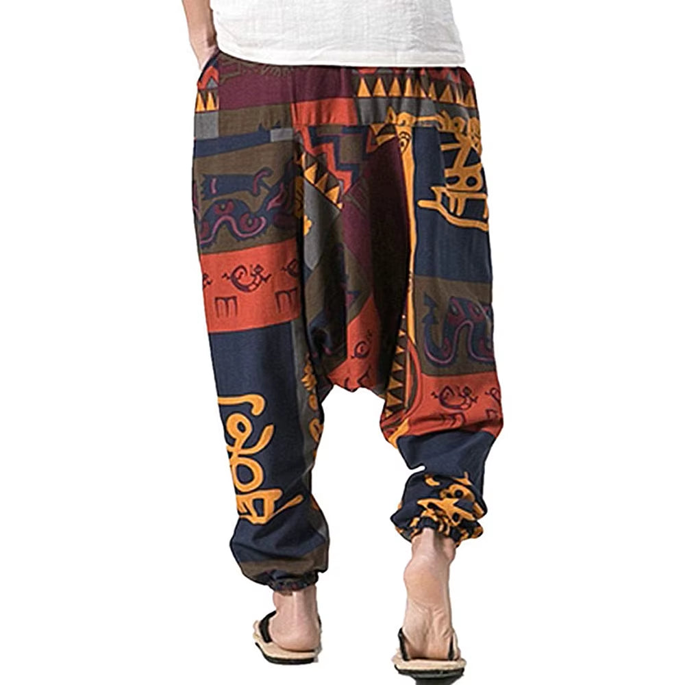 Men'S Cotton Harem Yoga Baggy Genie Boho Pants,Aladdin Pants and Harem Pants