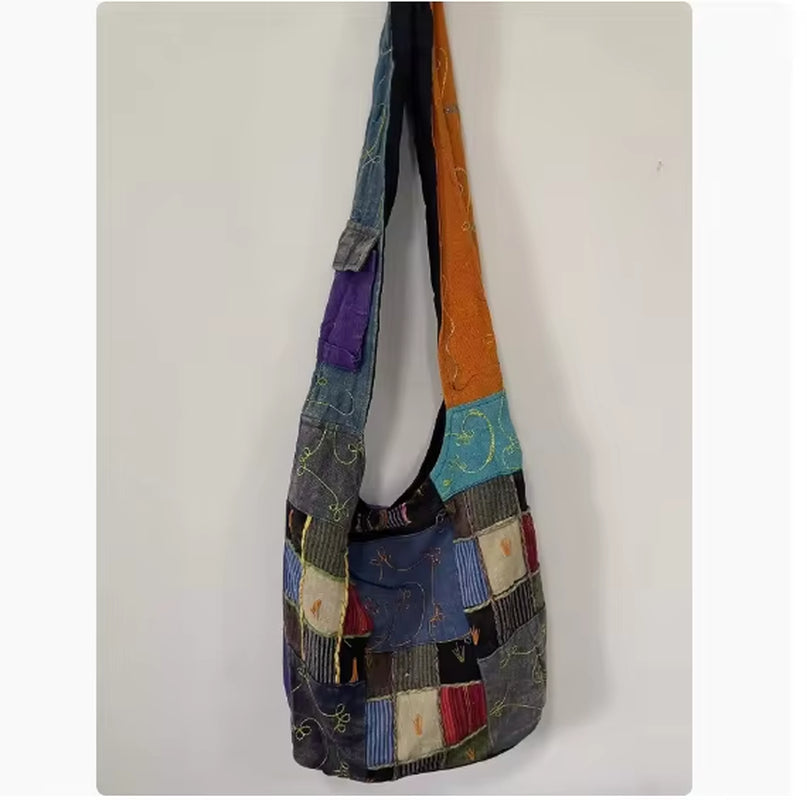 Nepal Women'S Handmade Large Capacity Shoulder Bag for Outdoor Storage and Tourism, Diagonal Cross Bag