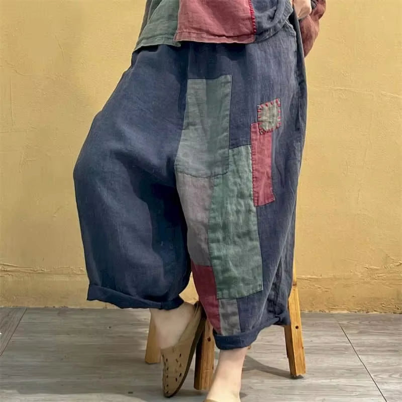 Sets Patchwork Vintage Shirt and Casual Harem Pants