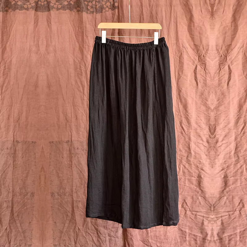 Women Linen Patchwork Skirts Ladies Loose Skirt Female 2025 Skirt Spring Autumn Summer Skirts
