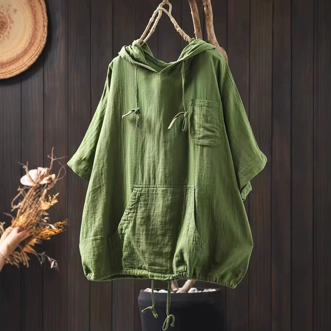 Hooded Women T Shirt Solid Spring
