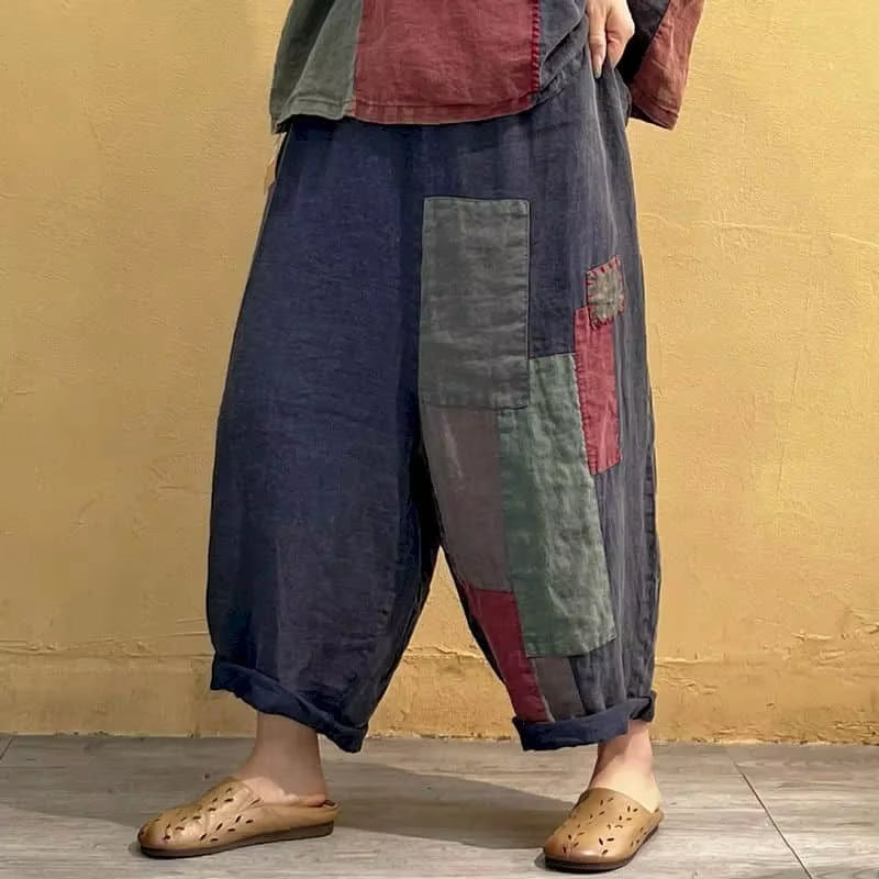 Sets Patchwork Vintage Shirt and Casual Harem Pants
