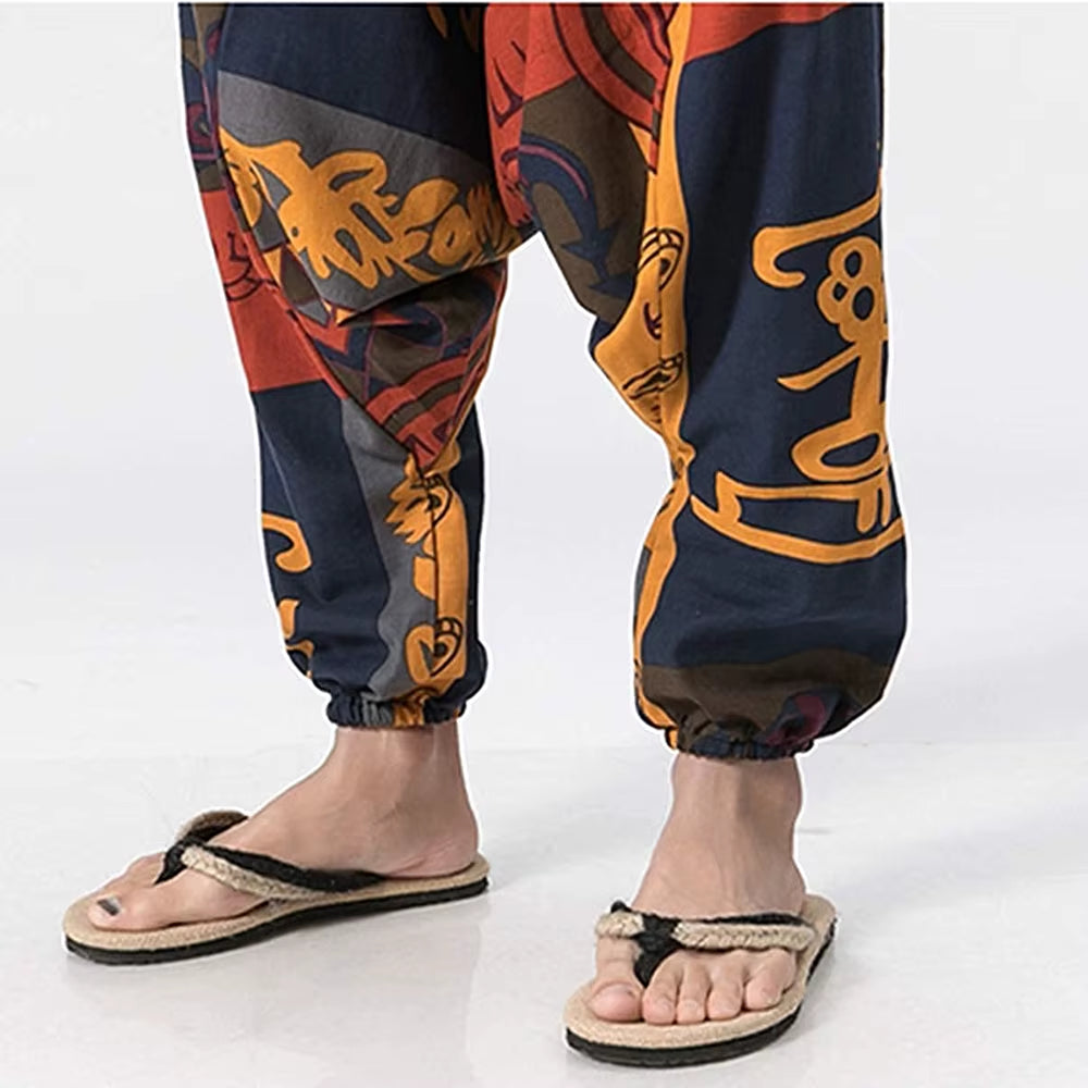 Men'S Cotton Harem Yoga Baggy Genie Boho Pants,Aladdin Pants and Harem Pants