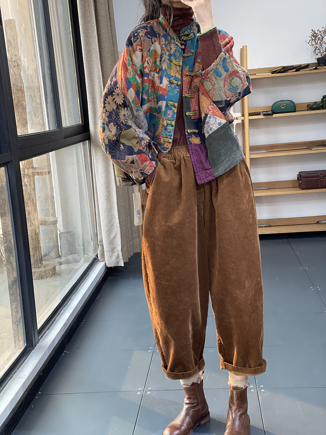 Artistic Retro Printing Coat