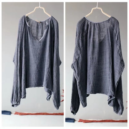 Women Loose Rough Cotton Linen Thin Sunscreen Tops Shirt Ladies Shirts Female 2022 Summer D Blouse
