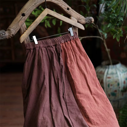 High Waist Cotton Linen Casual Skirt 