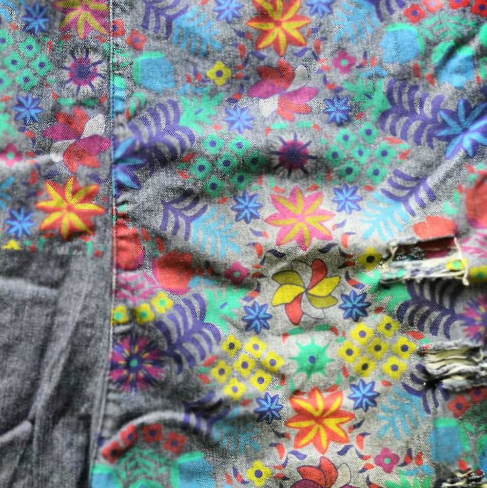 Printed Floral Overall Jeans