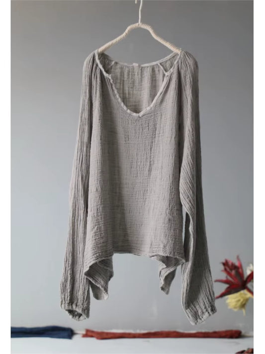 Women Loose Rough Cotton Linen Thin Sunscreen Tops Shirt Ladies Shirts Female 2022 Summer D Blouse