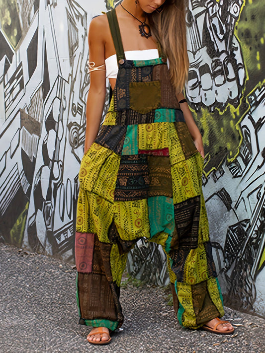 Hippie Loose-Fitting Overalls