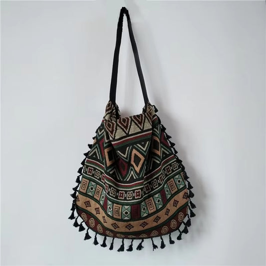 New Vintage Bohemian Fringe Shoulder Bag Women Tassel Boho Hippie Gypsy Fringed Women'S Handbags Open Bags