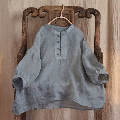 Women Loose Thin Ramie Blouse Ladies Summer Shirt Tops Female 2021 Summer Ramie Tops