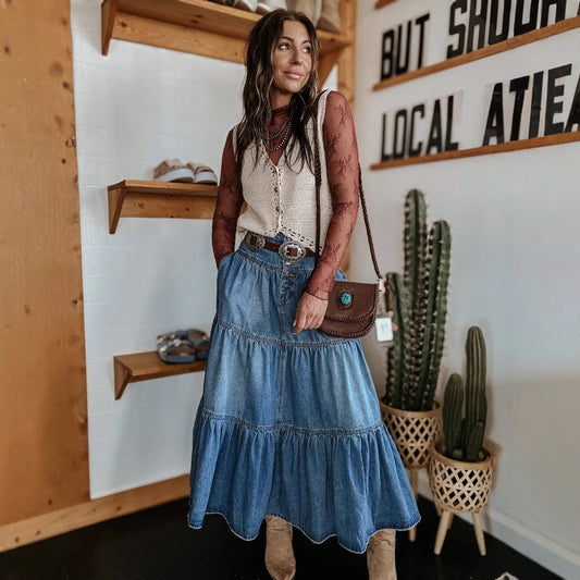 Bohemian Denim Skirt