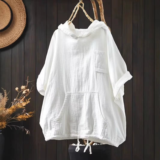 Hooded Women T Shirt Solid Spring 