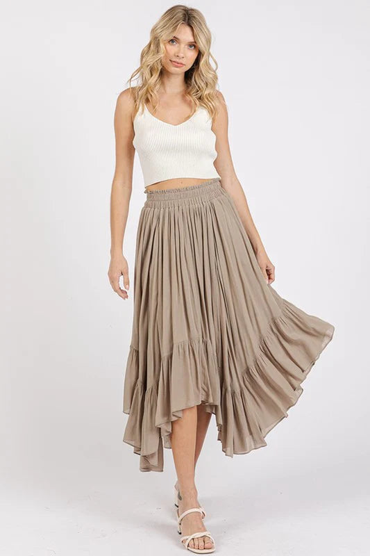 Handkerchief Hem Midi Skirt