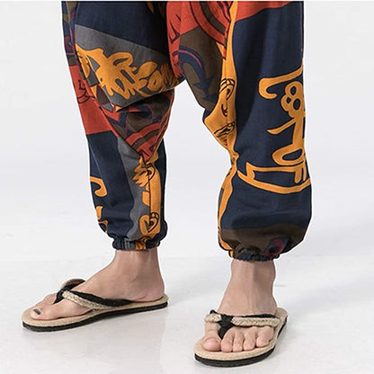 Men'S Cotton Harem Yoga Baggy Genie Boho Pants，Aladdin Pants and Harem Pants