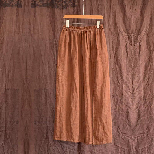 Women Linen Patchwork Skirts Ladies Loose Skirt Female 2025 Skirt Spring Autumn Summer Skirts